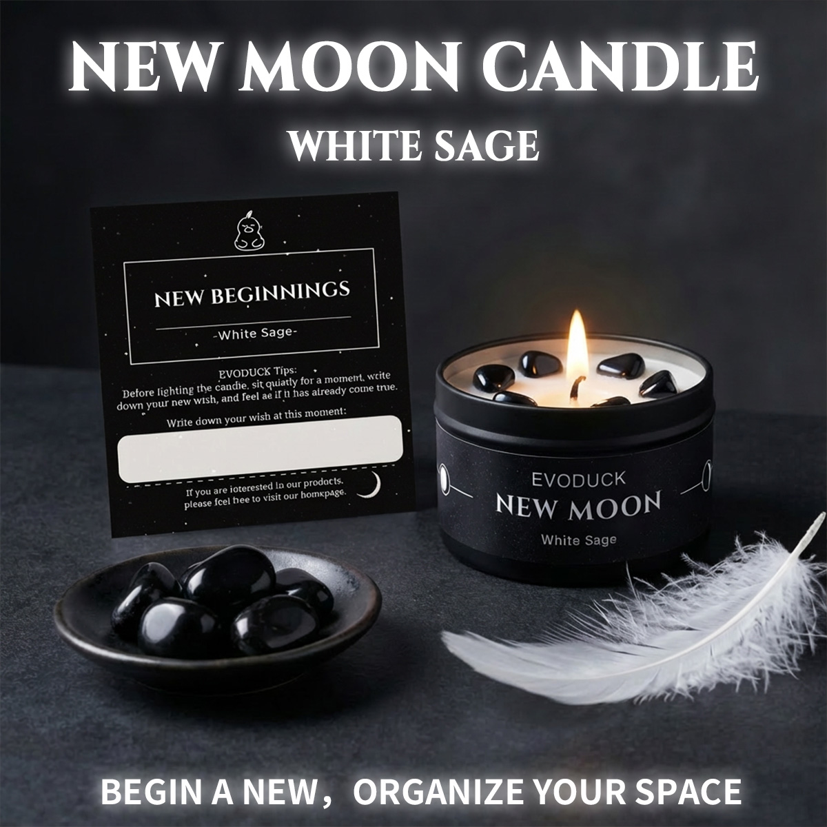 1pc New Moon Scented Candles C - Black Tin Candle ulasan dan harga