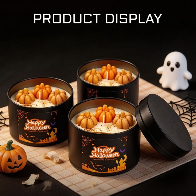 Autumn Halloween Decoration fo - Black Tin Candle ulasan dan harga