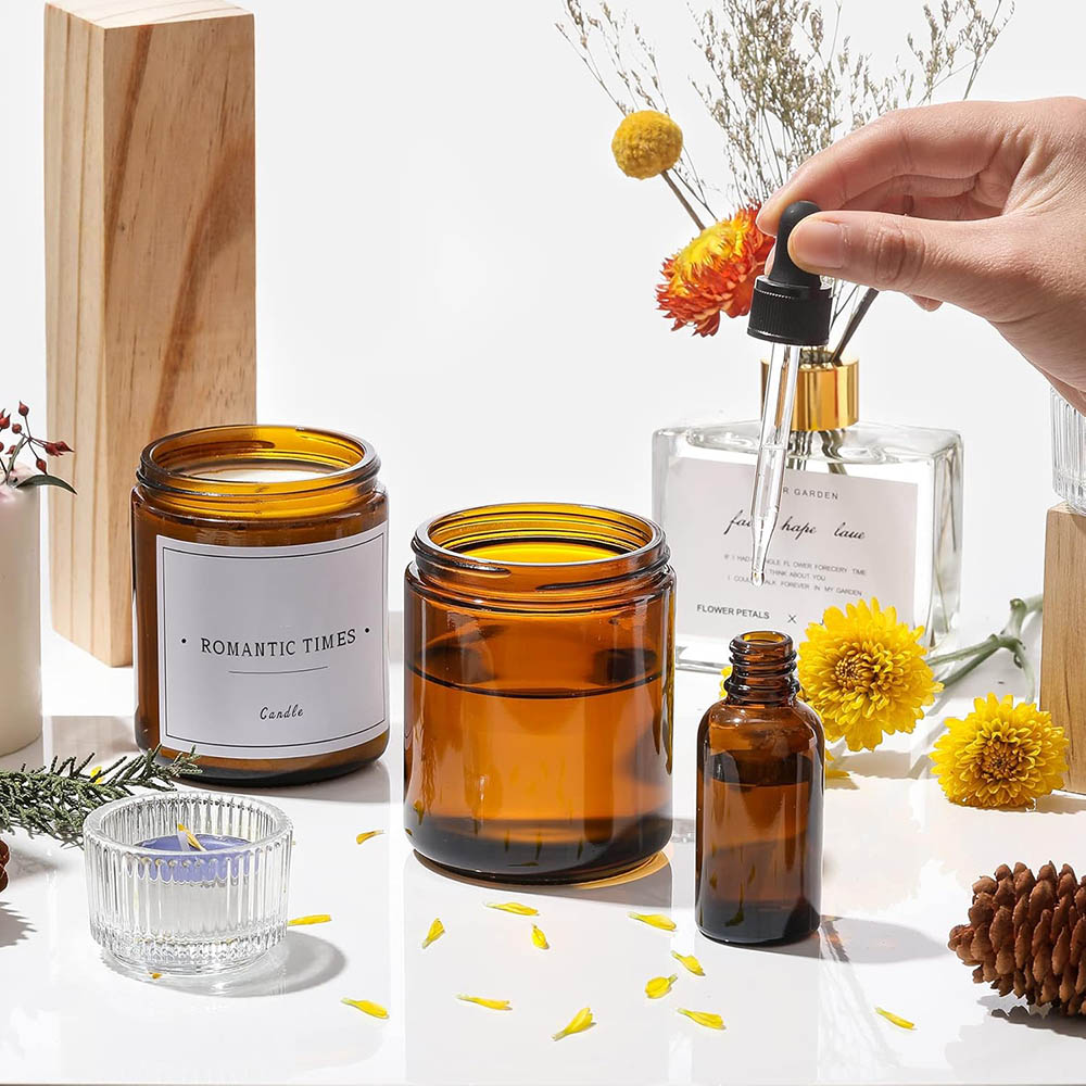 8oz Amber Glass Jars with Blac - Black Tin Candle ulasan dan harga