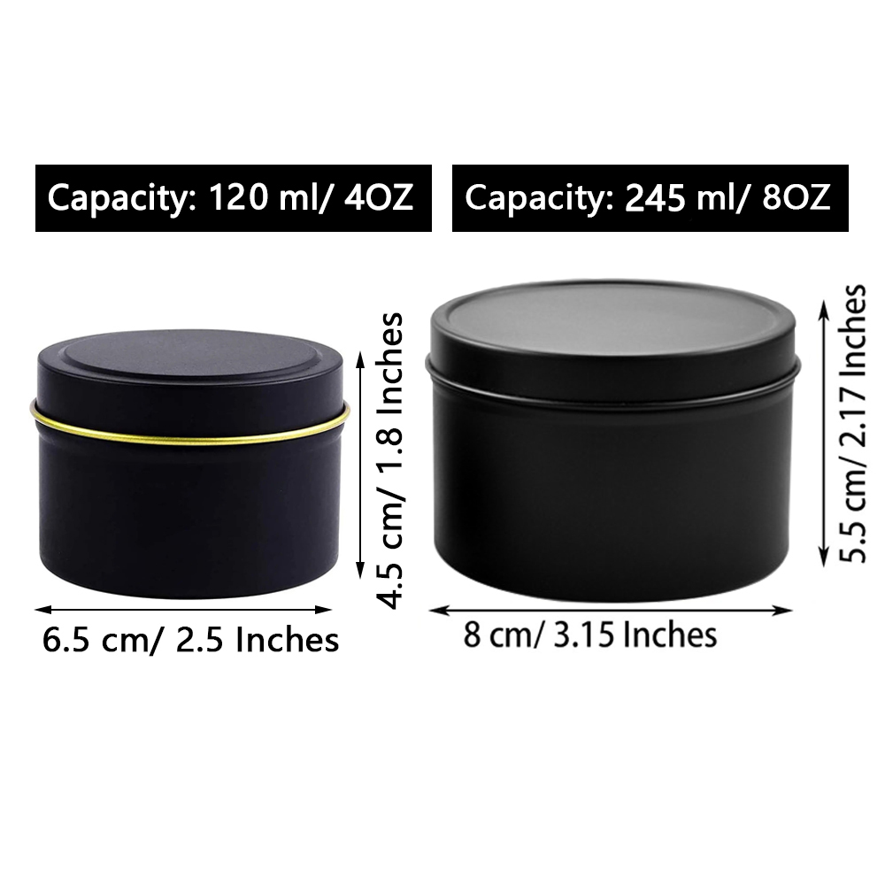 4oz/ 8oz Candle tins with lids - Black Tin Candle ulasan dan harga