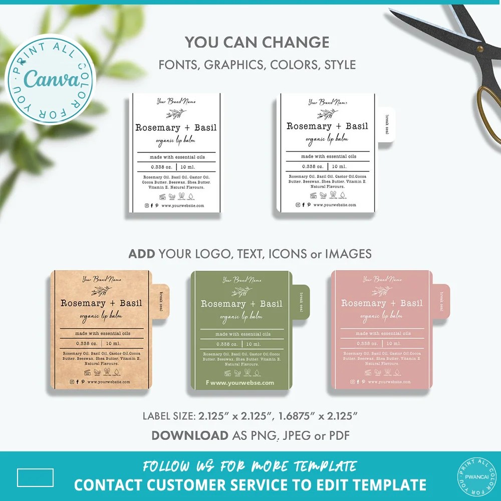 Minimalist Botanical Lip Balm  - Sticker Label Template ulasan dan harga