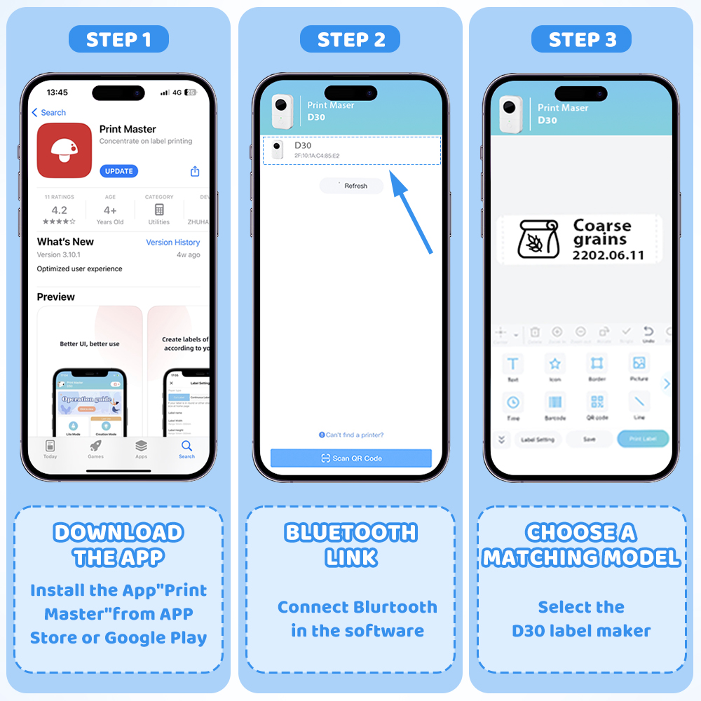 Printer Portable Wireless Blue - Sticker Label Template ulasan dan harga