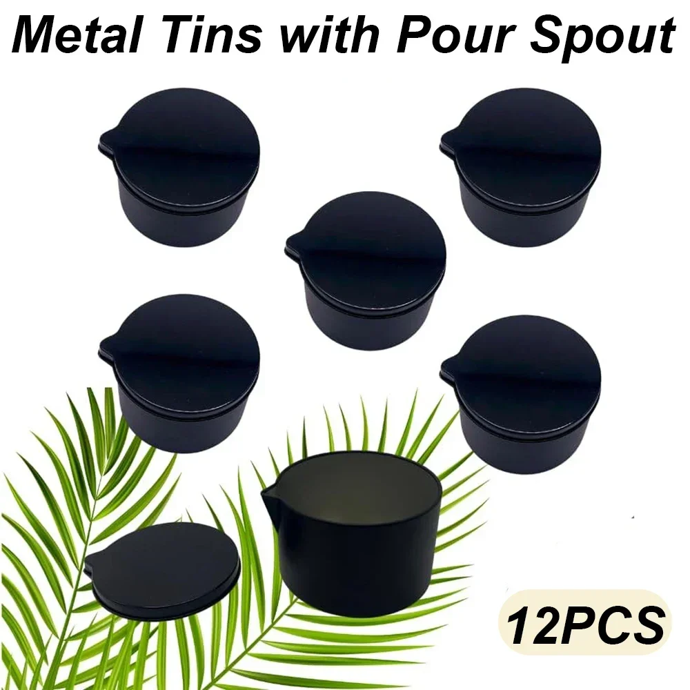 12PCS Silver Black Metal Tins  - Black Tin Candle ulasan dan harga